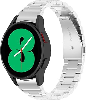 Band Compatible with Galaxy Watch 4 46mm,KangPlus Metal Stainless Steel Straps Adjustable 5.5-8.0 inch for Men Women Compatible with Galaxy Watch 4 42mm/46mm - Silver