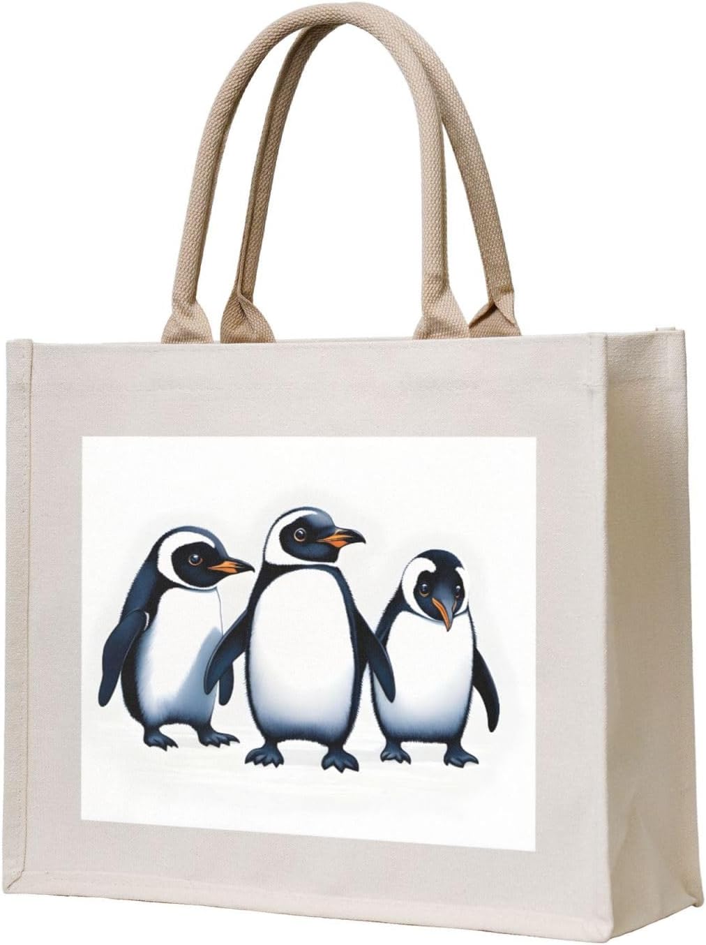 かわいいペンギンキャンバスキャリートートバッグ &ndash; エコフレンドリーで再利用可能なショッピングバッグ、女性用ショルダーバッグ