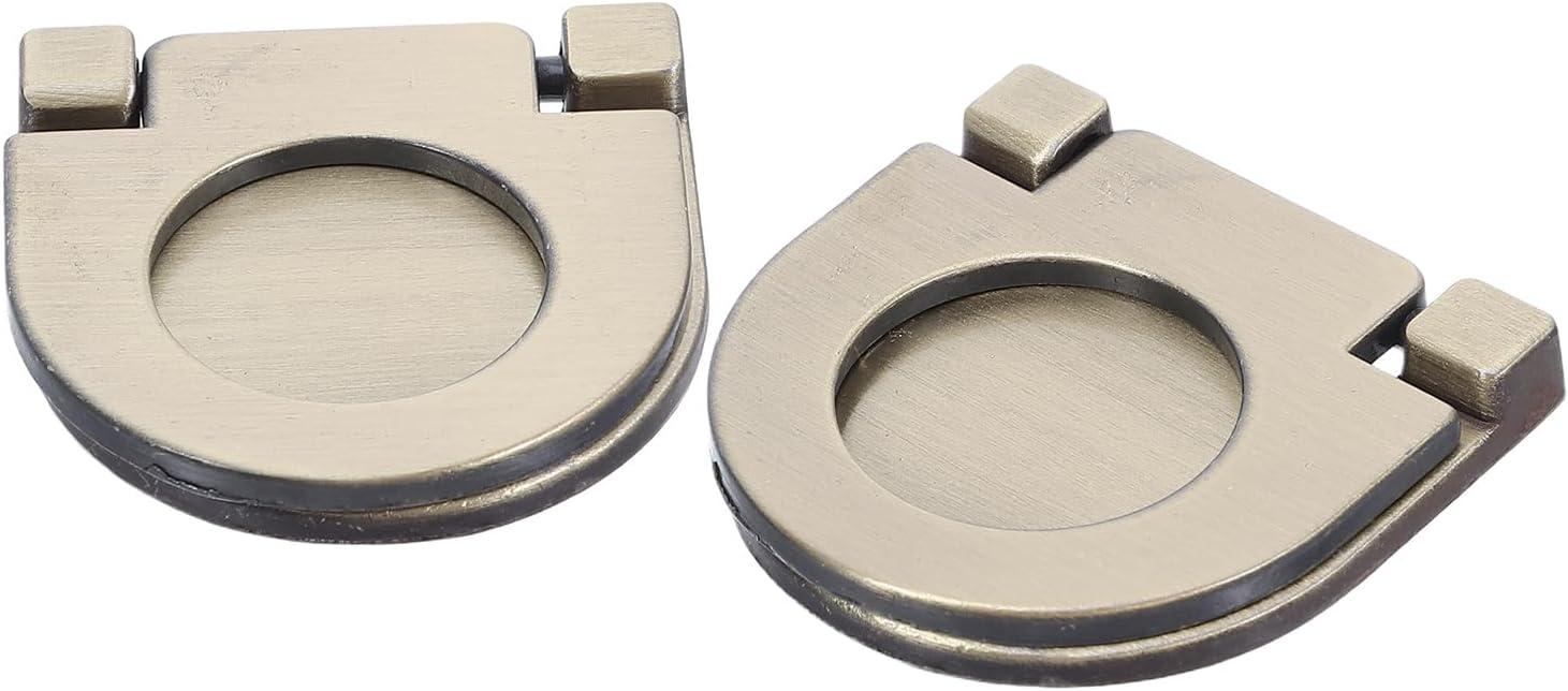 VILLCASE 2pcs Embedded Cabinet Handles, Concealed Recessed Flush Pulls for Kitchen and Bathroom Cabinets, Round Hidden Furniture Door Pulls in Antique Copper Finish