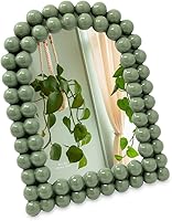 Isaac Jacobs Glossy Rosemary Green Double Bauble Arch 4x6 Photo Frame - Easel Stand, Wall Mount, Stylish Home Decor for Desk or Shelf