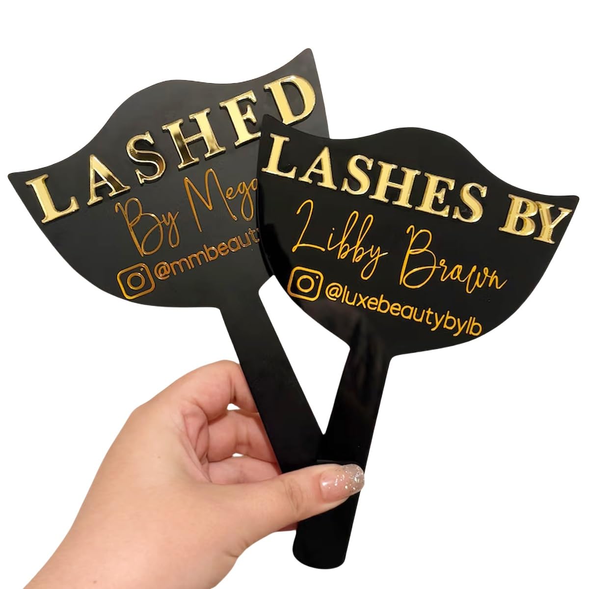 BFBZYME Personalized Lash Props Mirror, Custom Lash Photo Props, Lash Technician Handheld Mirror, Lash Mirror, Lash Logo Mirror, Social Media Props