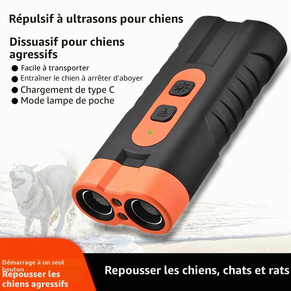 Dispositif anti-aboiement pour chiens - Rechargeable avec LED clignotante - Pour intérieur et extérieur - Pour chiens de petite, moyenne et grande taille