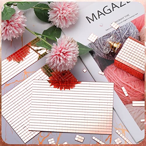Romooa Self-Adhesive Mirrors Mosaic Tiles Real Glass Craft Mini Square Glass Mosaic Stickers Mini Mirror Stickers For Diy Disco Glass Tiles Decorations Making, 5 X 5 Mm (Rose Gold, 7200 Pieces) #TOP6