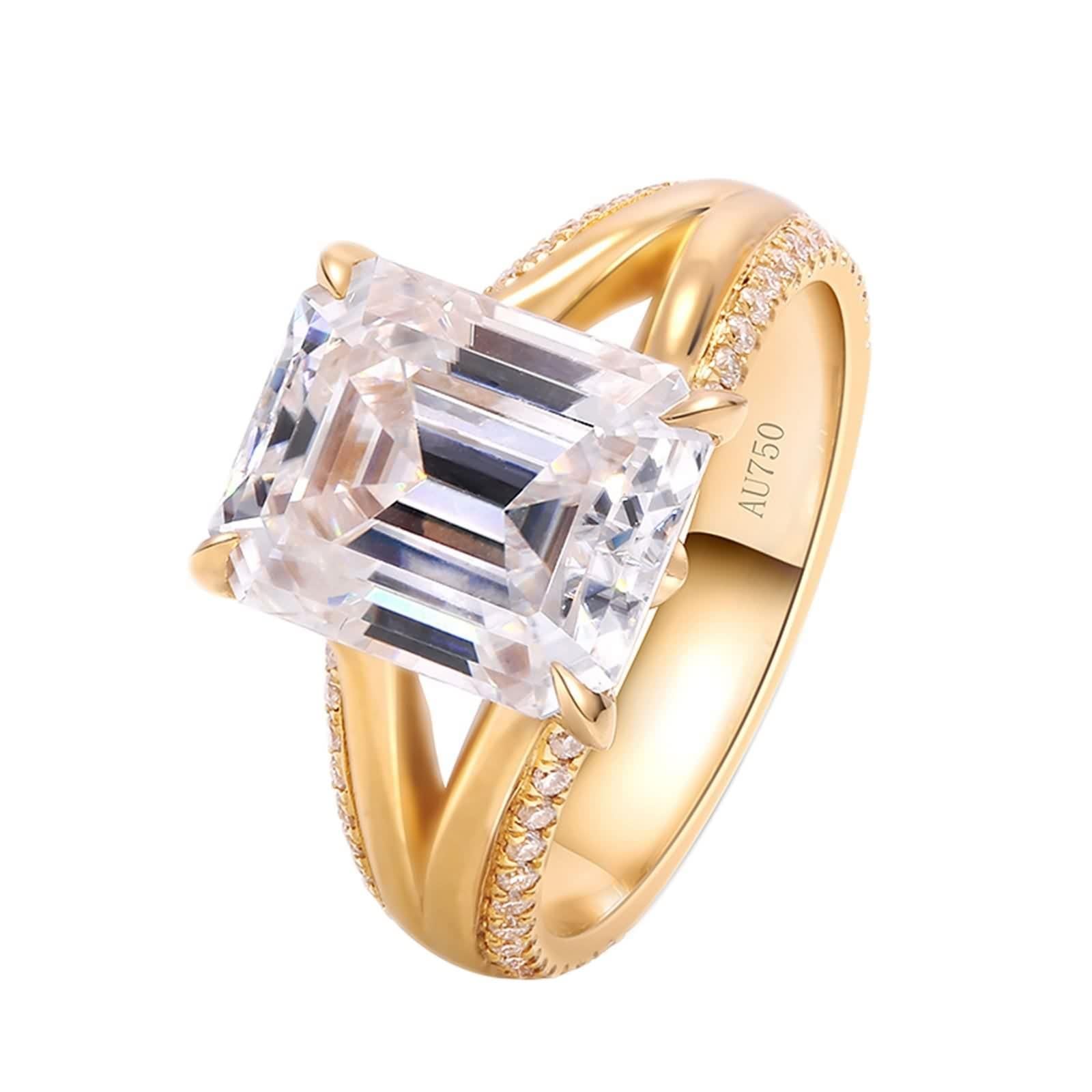 Moissanite pierścionek zaręczynowy damski, pierścionek zaręczynowy, złoty pierścionek zaręczynowy z 4 pazurami, prawdziwe żółte złoto 14K/18K
