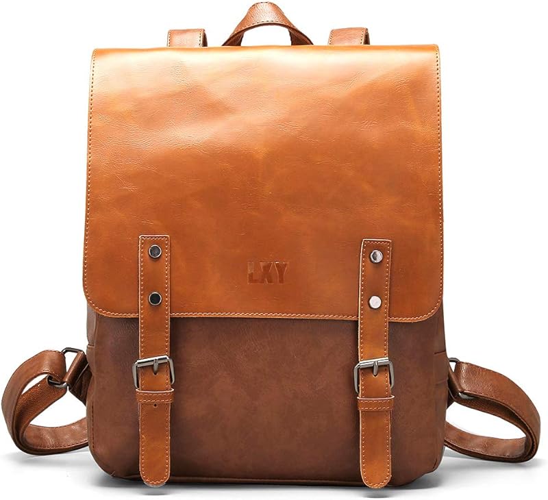 Mochila vintage de couro vegano para laptop para mulheres e homens em oferta na Shopee Mochila vintage de couro vegano para laptop para mulheres e homens em oferta na Shopee