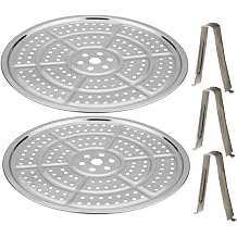 2PCS Canning Rack, 11 Inch Round Stainless Steel Steaming Rack with 3 Support Feet, Multi-Hole Steaming Tray for Pressure Canner Cooking Toast Baking 1