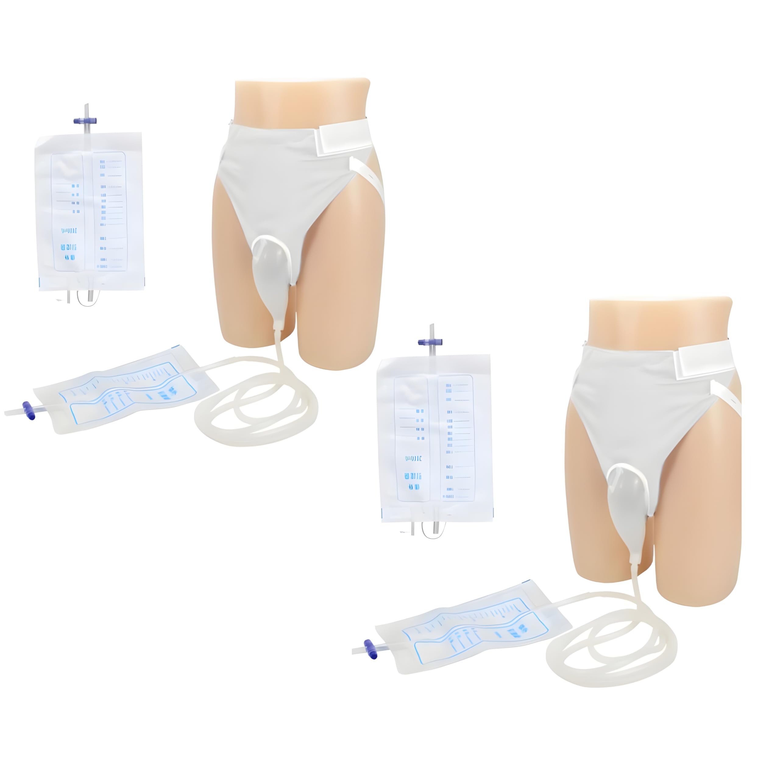 4000 Ml Urine Collector Bag Breathable Adjustable Reusable Spill Proof Urinal Incontinence Complete Set For Elderly Men/Patient - Pack 2 (2000Ml*2) - Clear