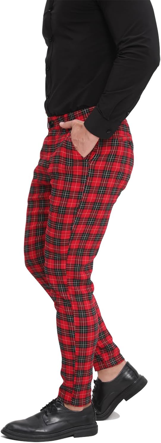 ALLELMS Mens Chinos Slim Fit Stretch Flat-Front Skinny Dress Pants