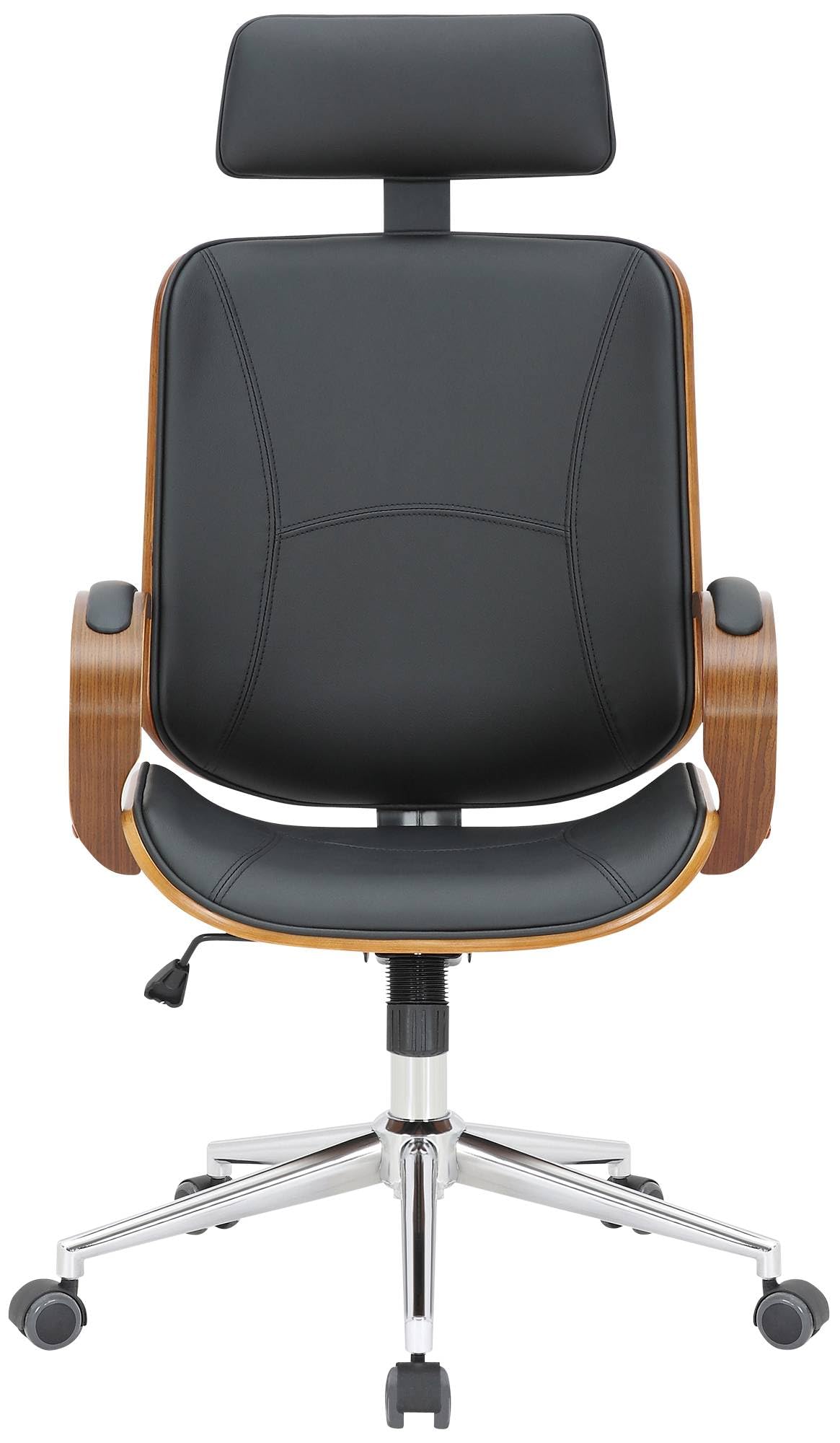 CLP Silla de Oficina Dayton con reposacabezas, giratoria Regulable en Altura, Polipiel, Funcion basculante, hasta 150 kg Color:Nuez/Negro