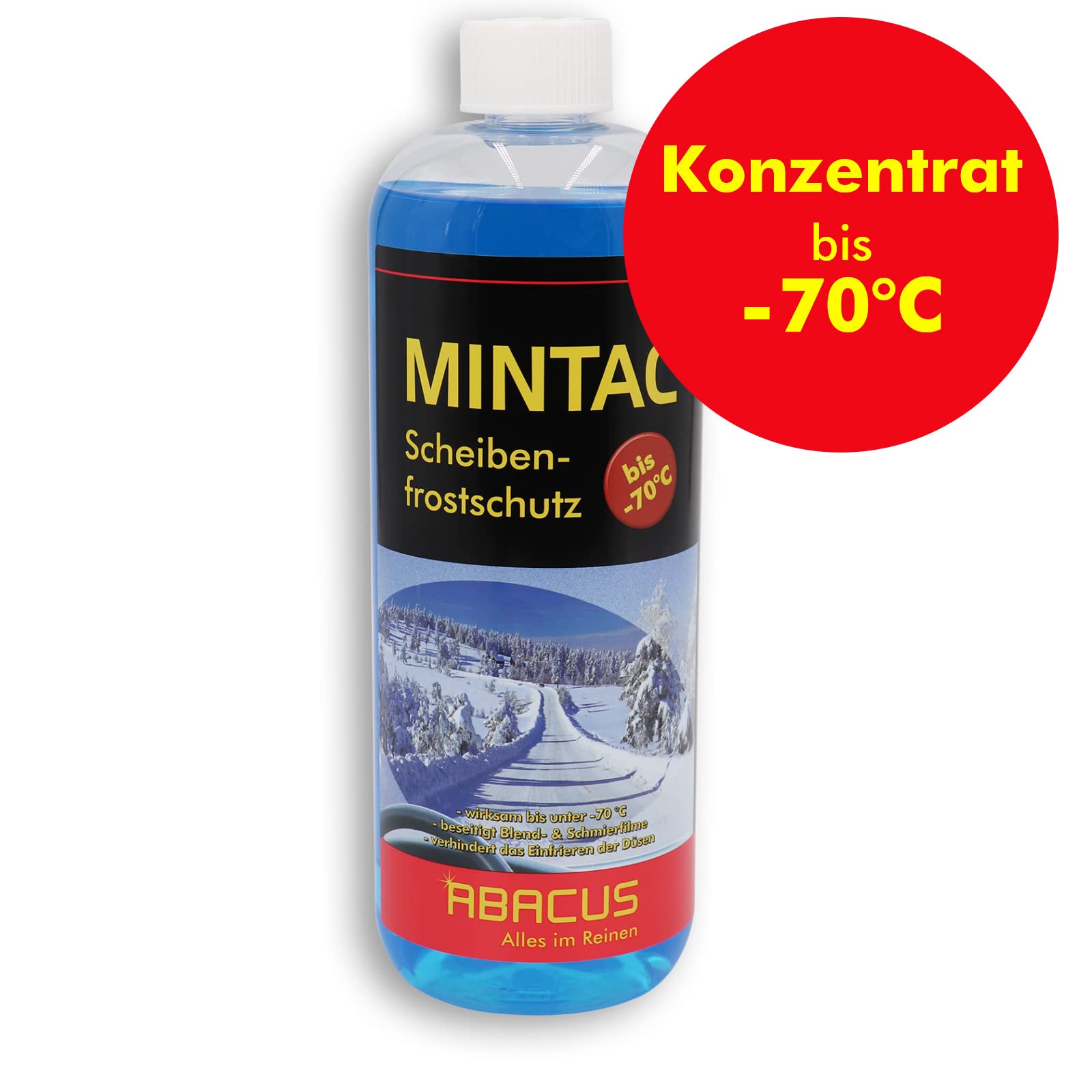 ABACUS® Scheibenfrostschutz bis -70 °C, Frostschutzmittel, Scheibenfrostschutz Konzentrat, Frostschutzmittel Scheibenwaschanlage – Scheibenfrostschutz Konzentrat 3x 1000ml (7046)