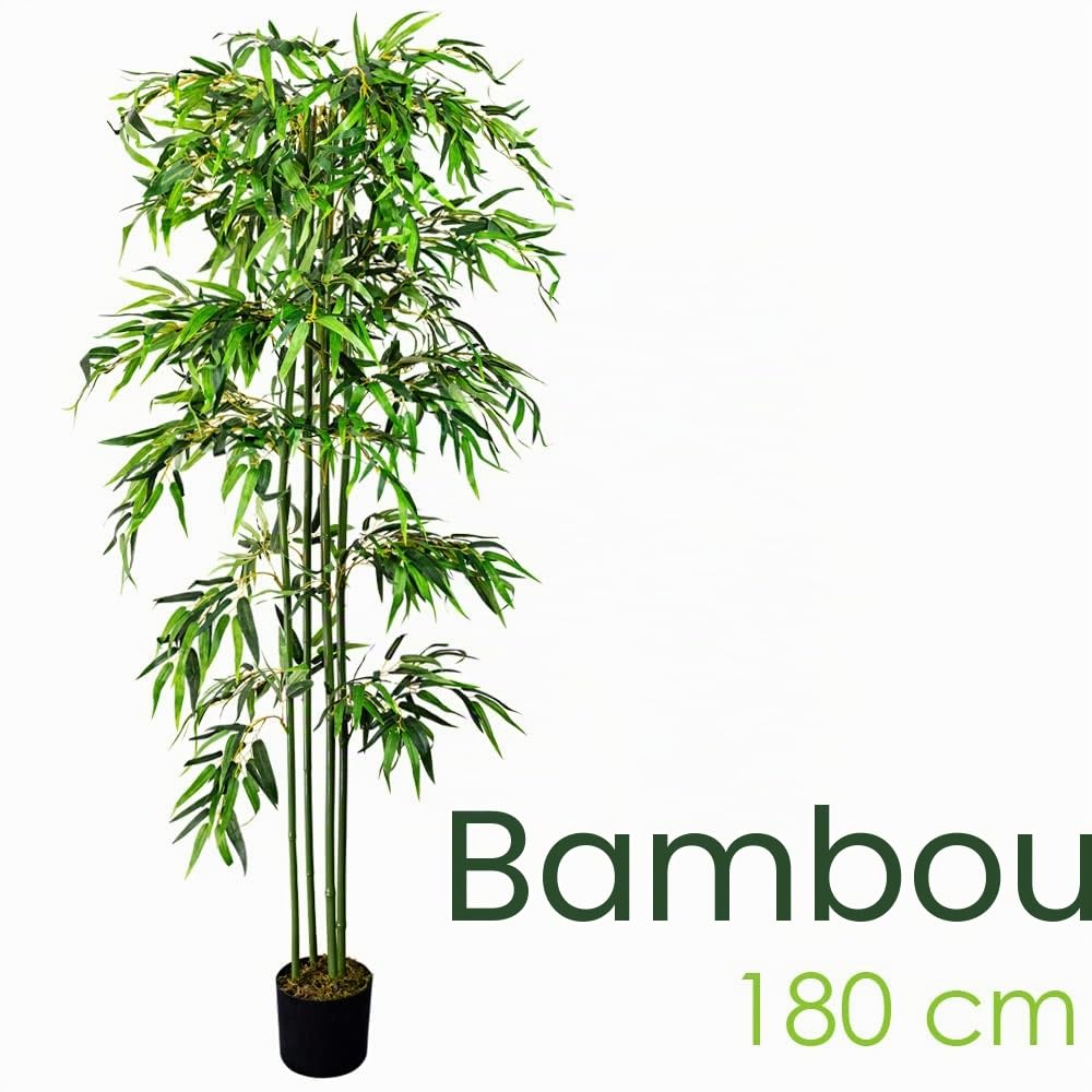 Decovego Bambou Plante Arbre Artificielle Artificiel Plastique 180cm avec Bois Véritable Domaine Interne