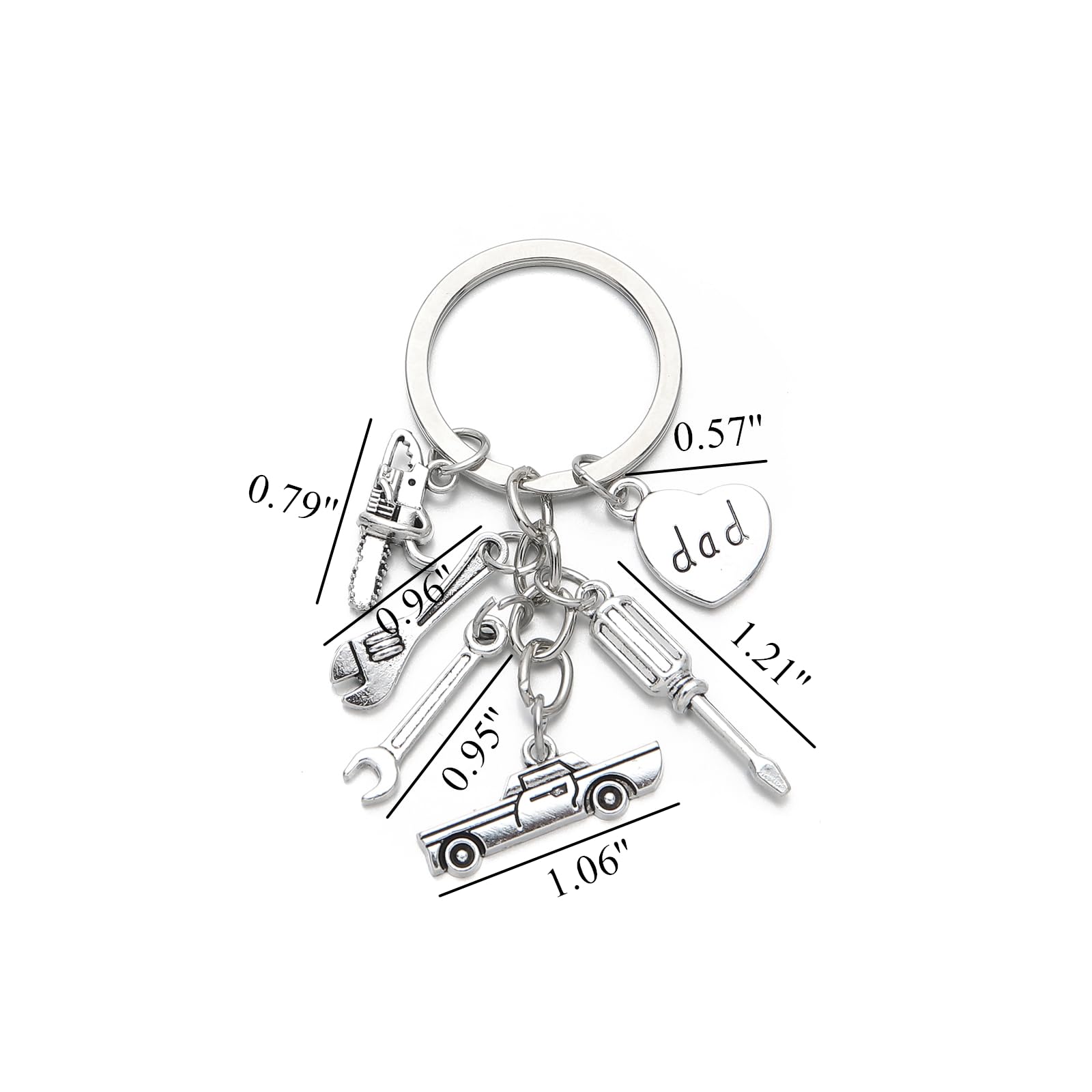 PHAETON 20PCS Dad's Keychain with Wrench Charm Hammer Charm Screwdriver Charm and Pliers Charms Dad Keychain Car Repairing Tools Keychain for Men Father's Day Gift Birthday Gift Car Enthusiasts