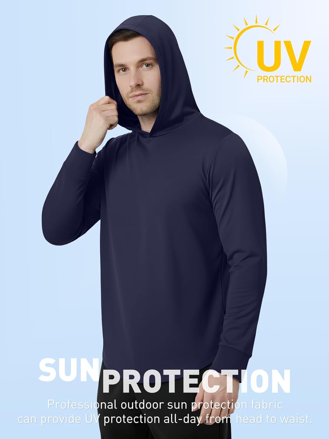 Mens Hoodies Long-Sleeve Shirts - UPF 50+ Sun Protection Shirts Lightweight Fishing... - Image 4