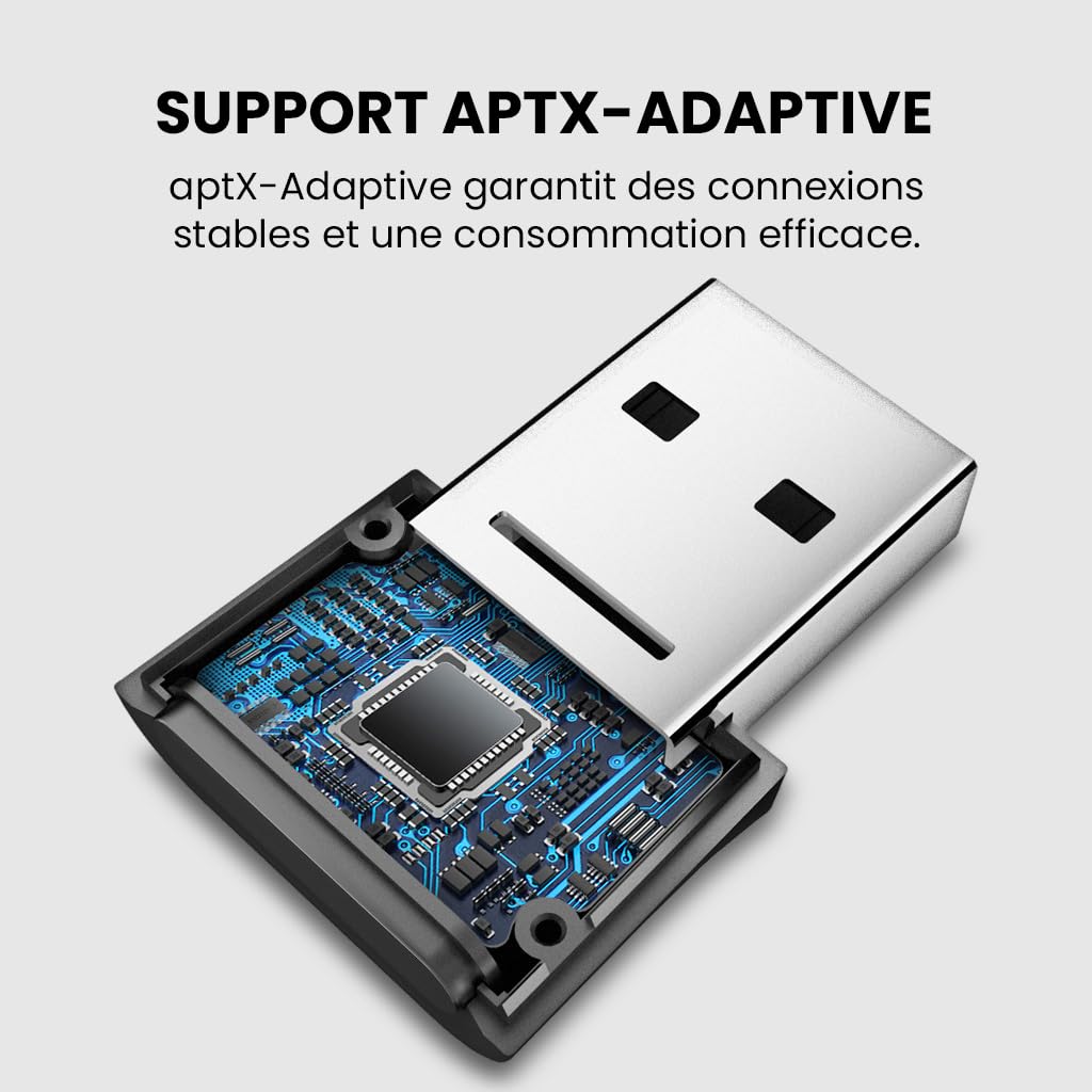 Avantree DG80-Gaming - Adaptateur Dongle USB Bluetooth 5.3 pour PS5 et Consoles de Jeu, avec aptX-Adaptive et Faible Latence, Clé émetteur Audio sans Fil pour Bluetooth Casques et Écouteurs