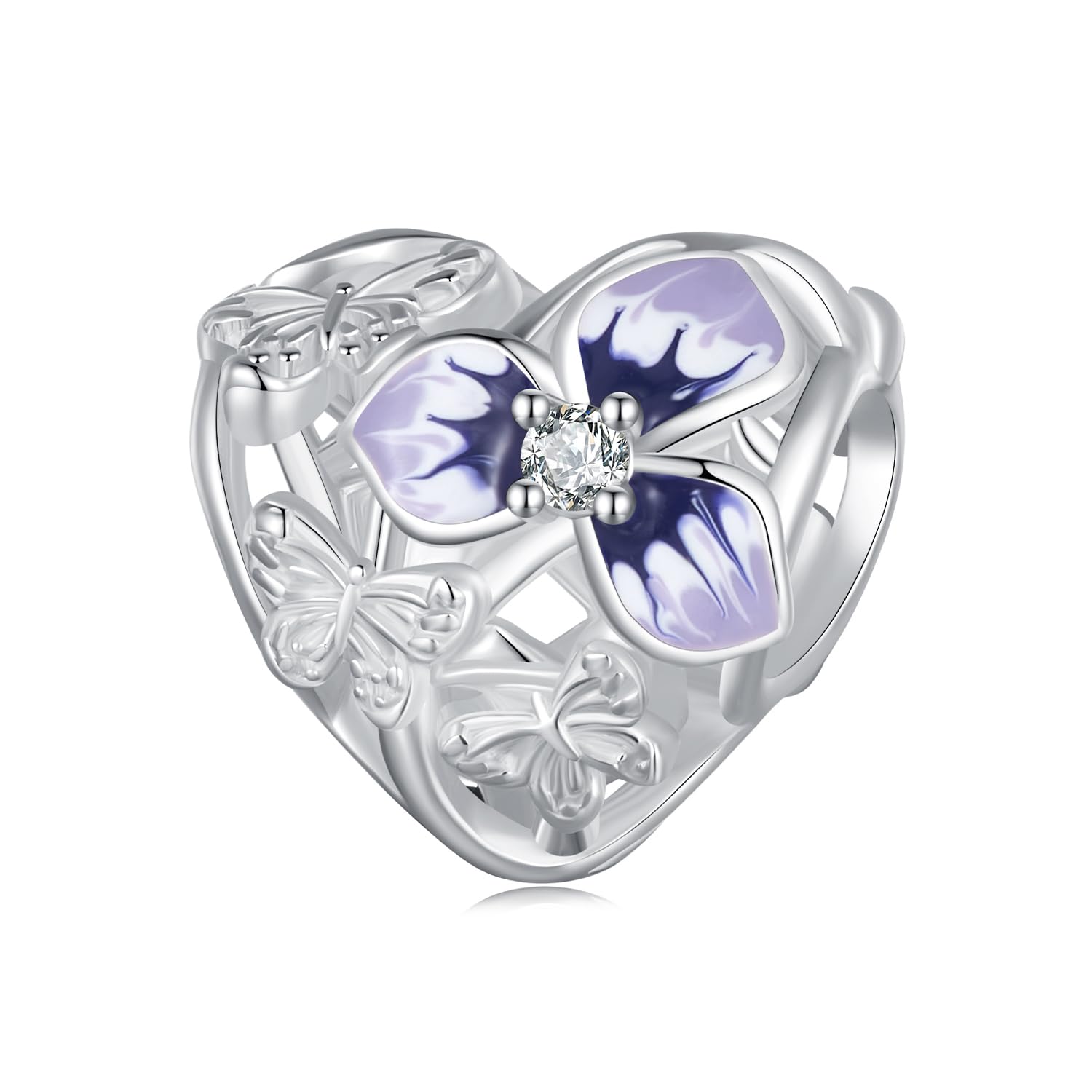 CGCSYZ 925 Sterling Silver Charms for Bracelets and Necklaces, Moonflower Travel Beads, Size:18 * 15mm