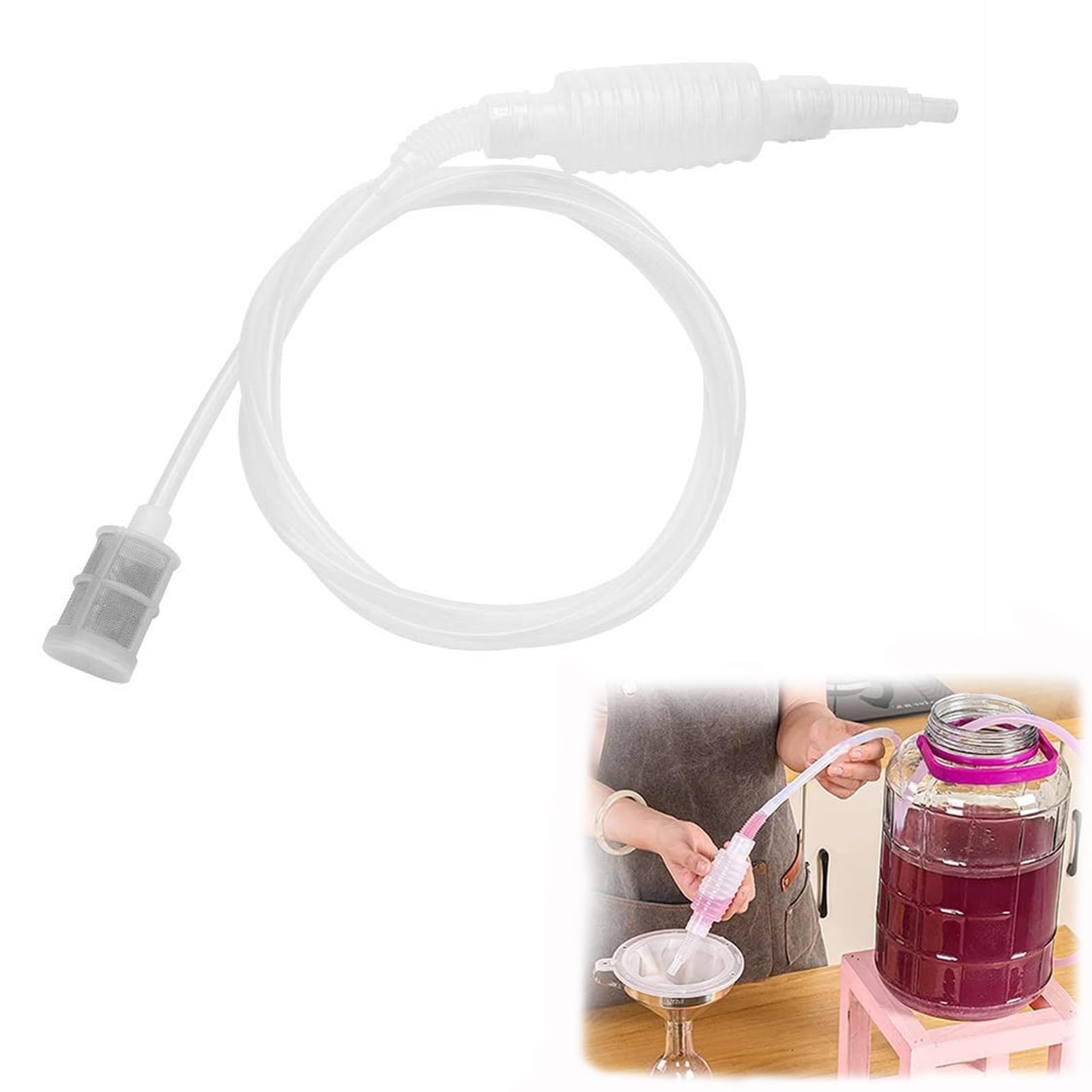 2M Home Brew Siphon Pump, Wine Making Kit for Home, Siphon Hose Wine Beer Making, Suction Pump for Filter Tool Wine Brewing Tool, Portable Water Pump for Liquid Transfer