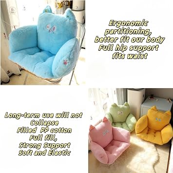 Kawaii Chair Cushion, Soft Stuffed Cartoon Plush Seat Cushion, Floor Pillow Floor Cushions, Cute Office Chair Cushion Room Decor for Kids Adults