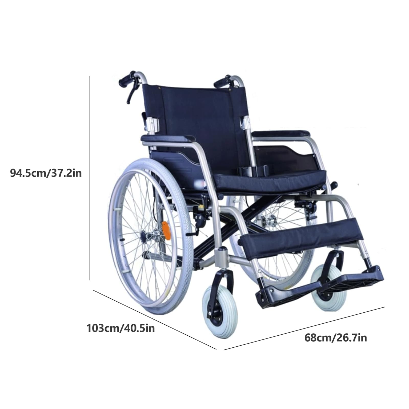 Sillas De Ruedas Silla De Ruedas Manual Plegable De Aleación De Aluminio Sillas De Ruedas De Transporte con Frenos De Mano Y Reposapiés Ajustable Soporte 220 Libras Ligero