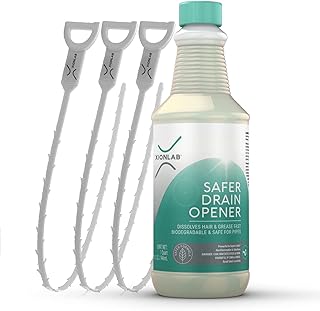 XionLab Safer Drain Clog Remover | Industrial-Strength Gel Drain Cleaner for Hair, Pet Hair & Grease for Bath Sink, Bathtu...