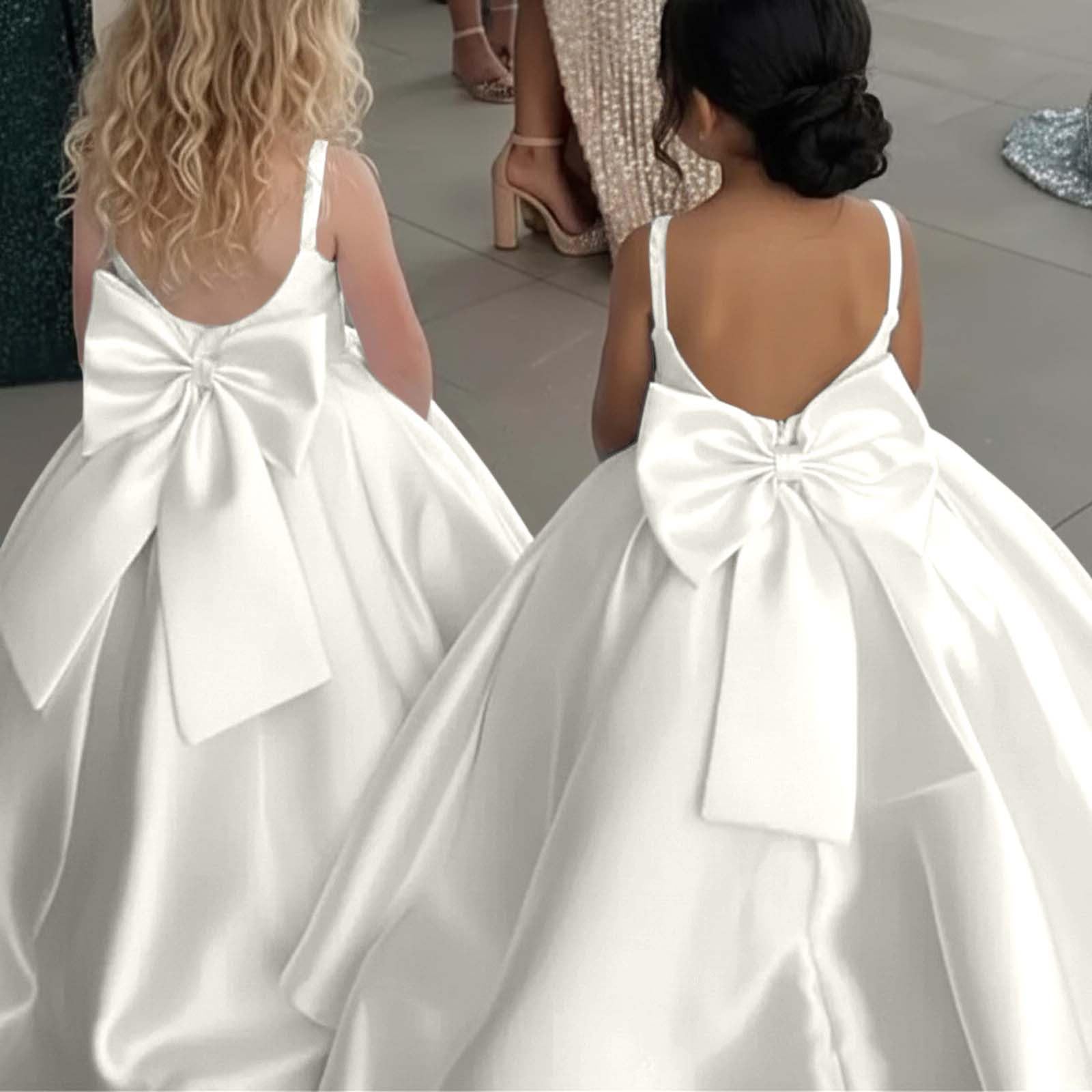 Genérico 2026 Elegante Vestido de Niña con Catedral para Bodas Concursos Fotografía Formal Pequeñas Ocasiones Princesa Tul