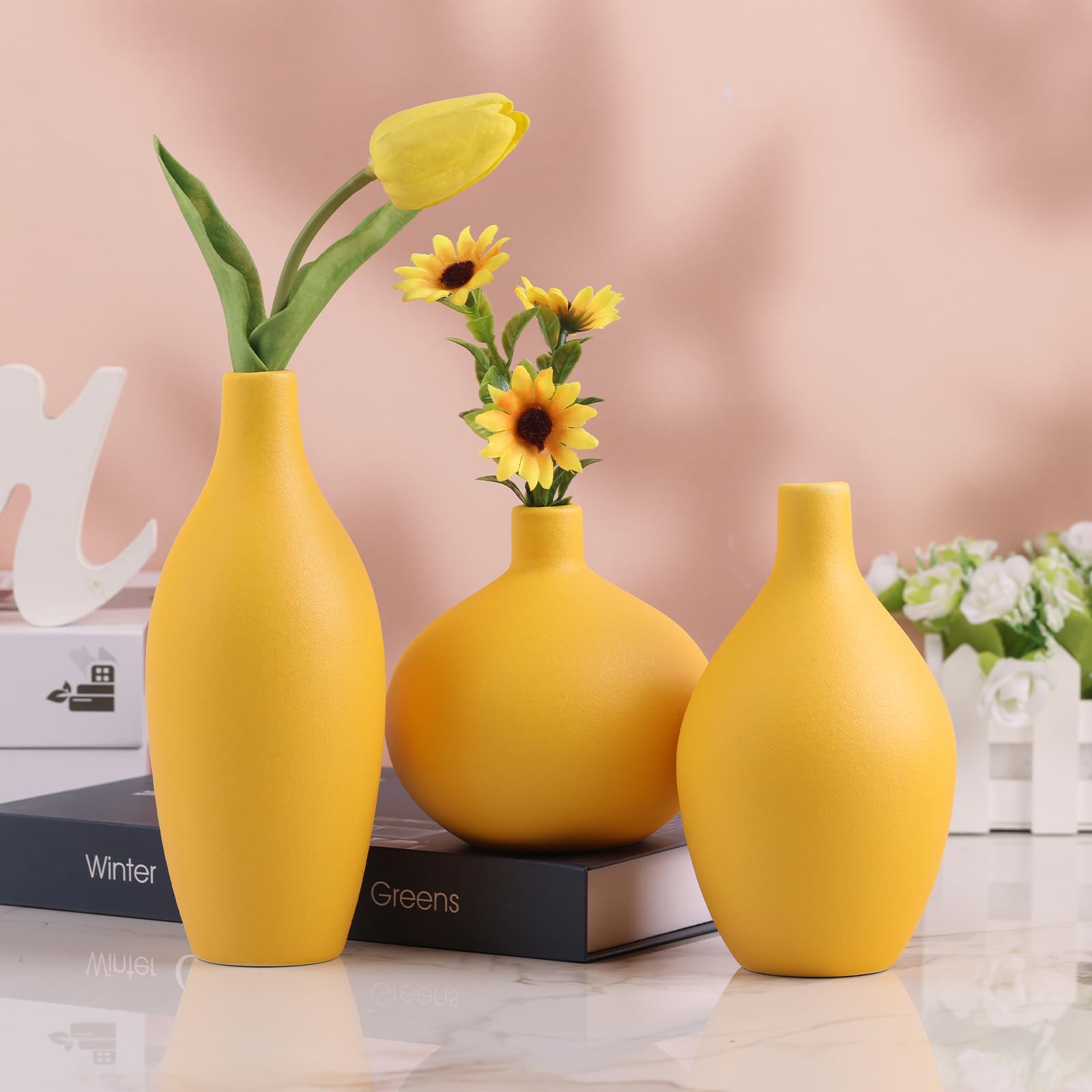 Moderne Keramikvase In Gelb & Weiß – 15 Cm Hoch, Minimalistischer Tischständer Für Deko