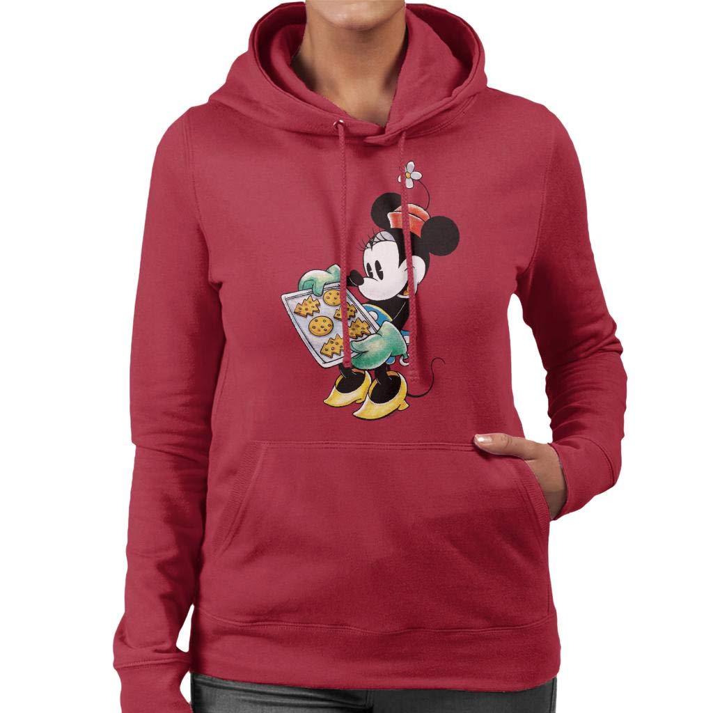 Disney Christmas Minnie Mouse Festive Baking Women's Hooded Sweatshirt Cherry Red