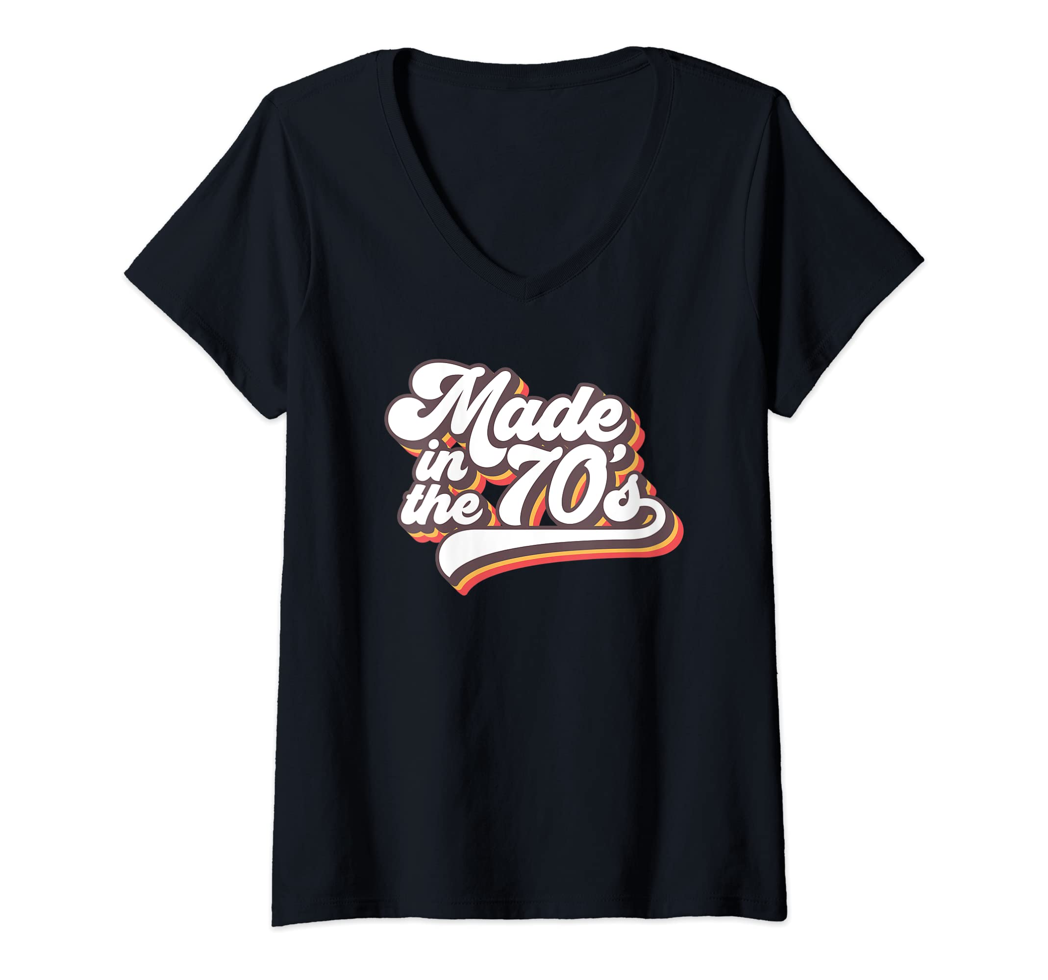 Womens Retro Made In The 70's Birthday V-Neck T-Shirt