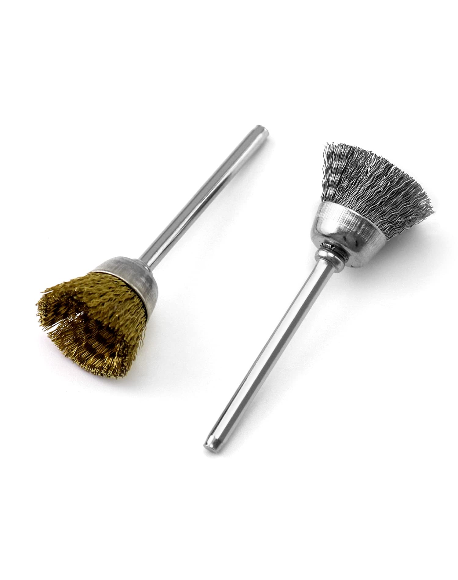 QWORK® 36 Pezzi Spazzole Metalliche per Trapano Smerigliatrice, Spazzole Ottone Spazzole Acciaio per Pulizia Molatura Lucidatura (Gambo 1/8)
