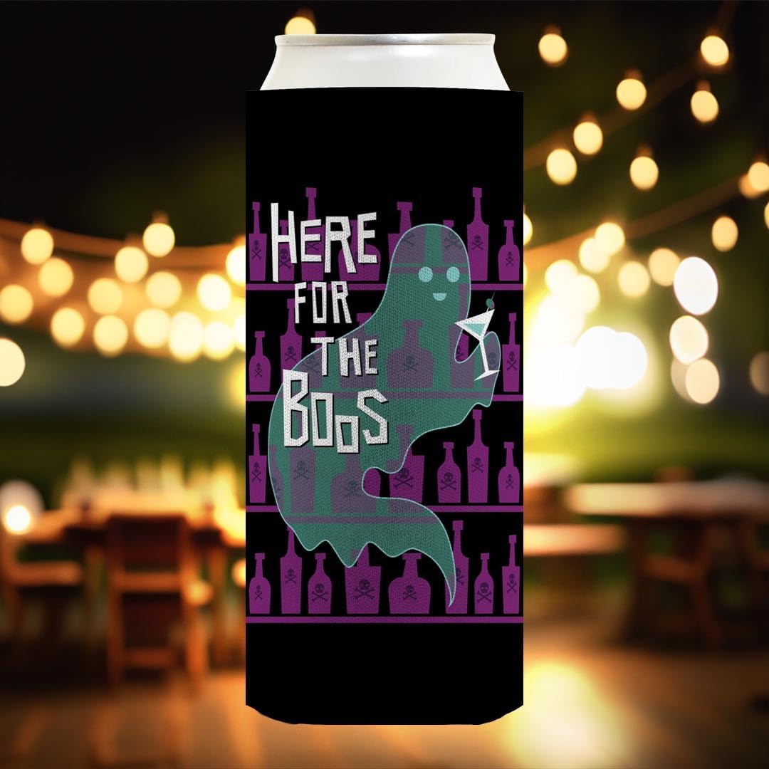 Creepy Halloween Decor Drink Up Witches Here For The Boos 2 Sided 24-Pack Ultra Slim Can Drink Thermocoolers