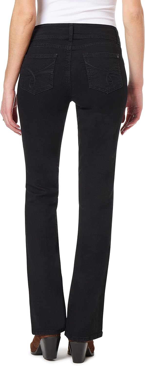 WallFlower Women's Luscious Curvy Bootcut Mid-Rise Insta Stretch Juniors Jeans (Standard and Plus) 7 Black