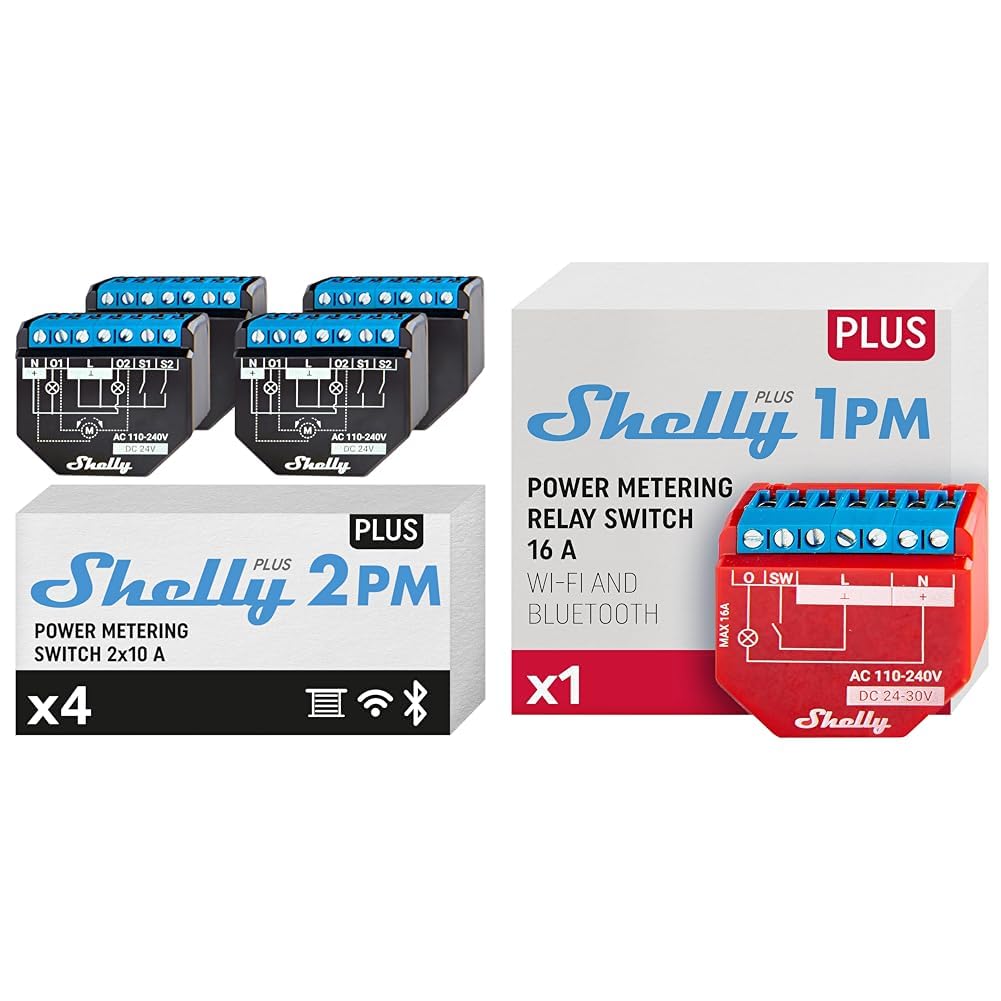 Shelly Plus 2PM | Wlan & Bluetooth 2 Kanäle Smart-Relais-Schalter & Plus 1PM | WLAN & Bluetooth Relais Schalter mit Strommessung
