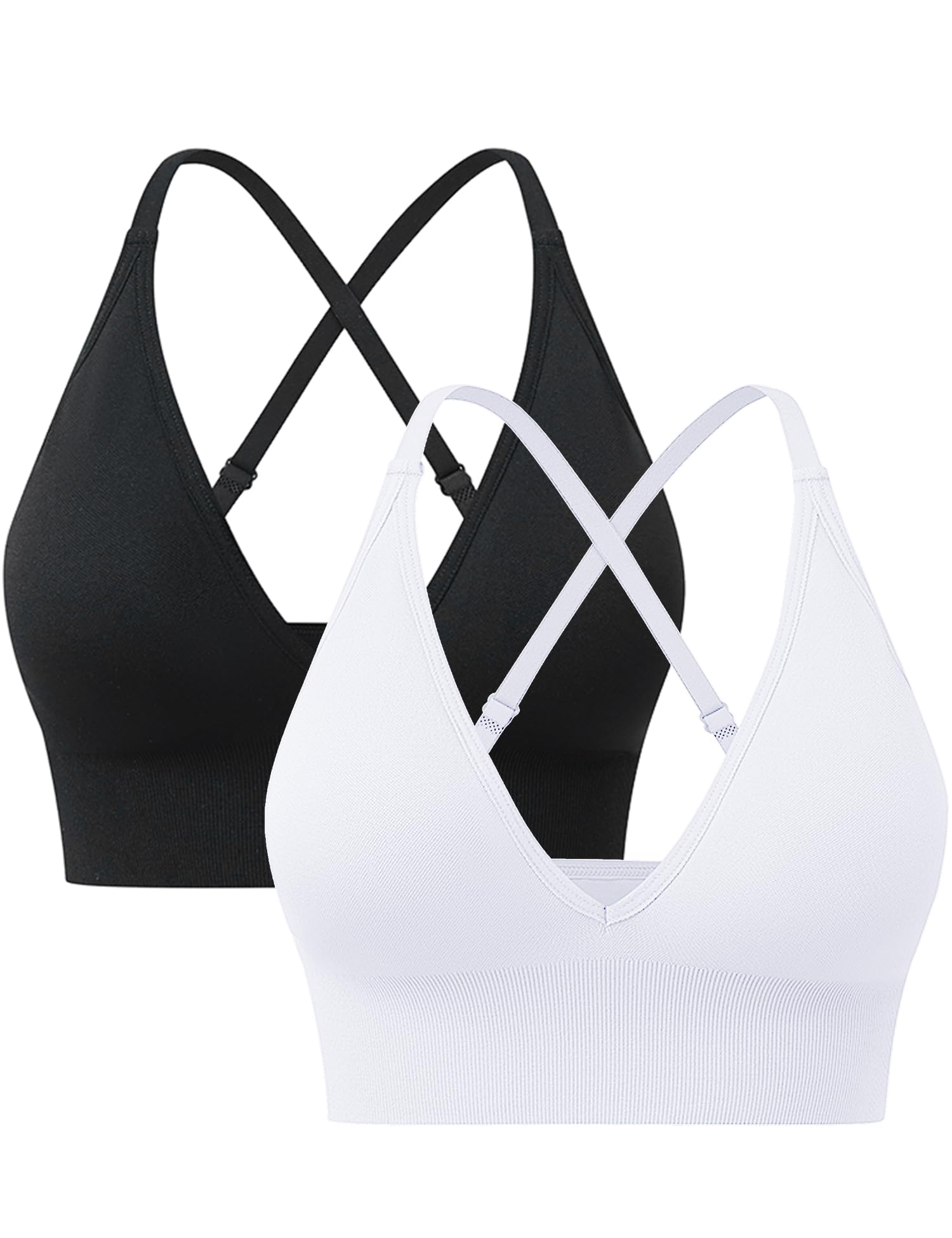 Heersan Sport-BH Damen Push-Up Yoga BH Ohne Bügel V-Ausschnitt Workout Top | Mittlerer Halt Sports Bra, Abnehmbaren Gepolstert, Große Brüste, Sportunterwäsche Spaghetti Top Fitness, Atmungsaktiver BH