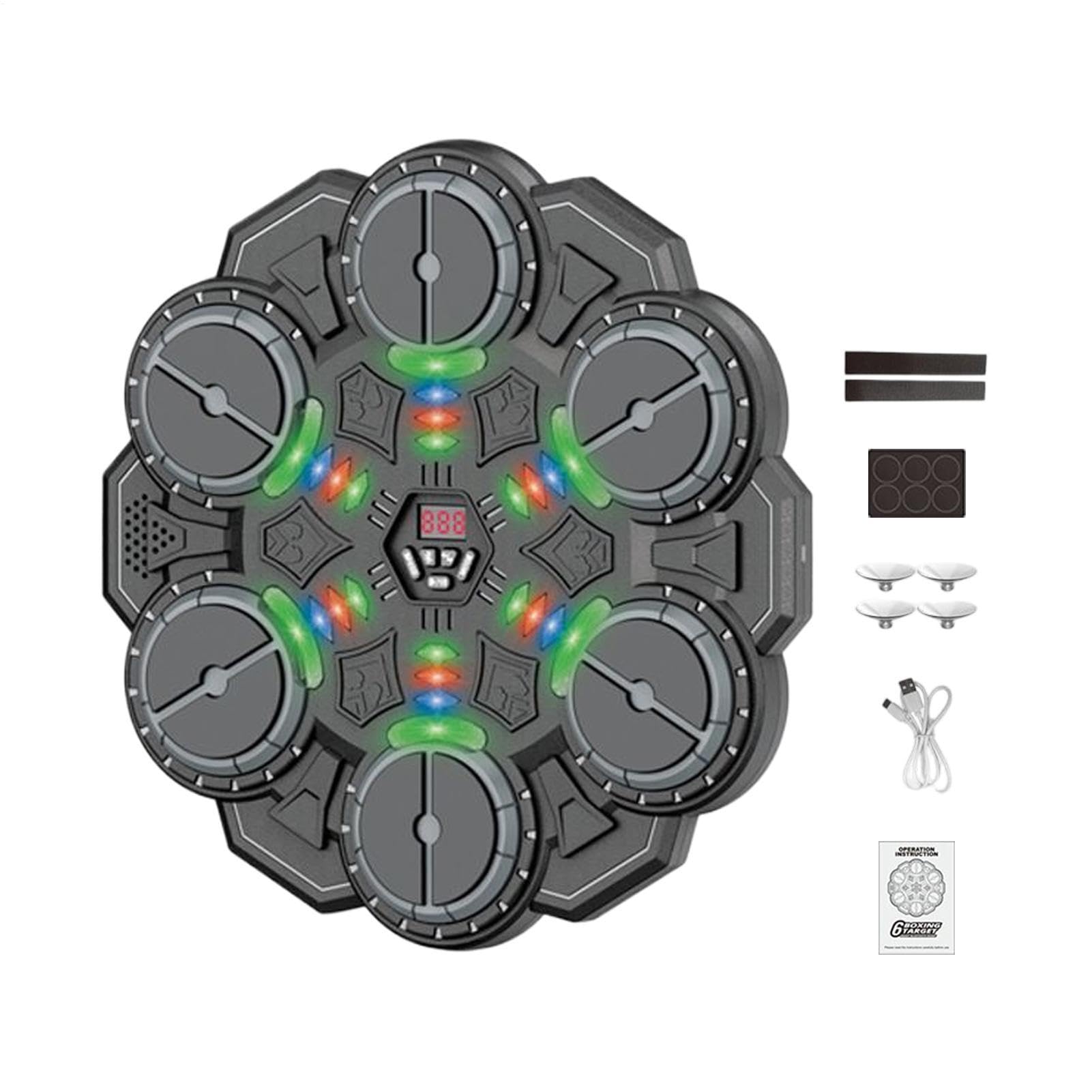 Macchina di boxe musicale - Giocattoli trainer wireless intelligenti | Punzonatrice a parete | Sensori tattili interattivi a 6 zone per bambini Smart Music Boxe Obiettivo Trainer per esercizio Fitness 2026
