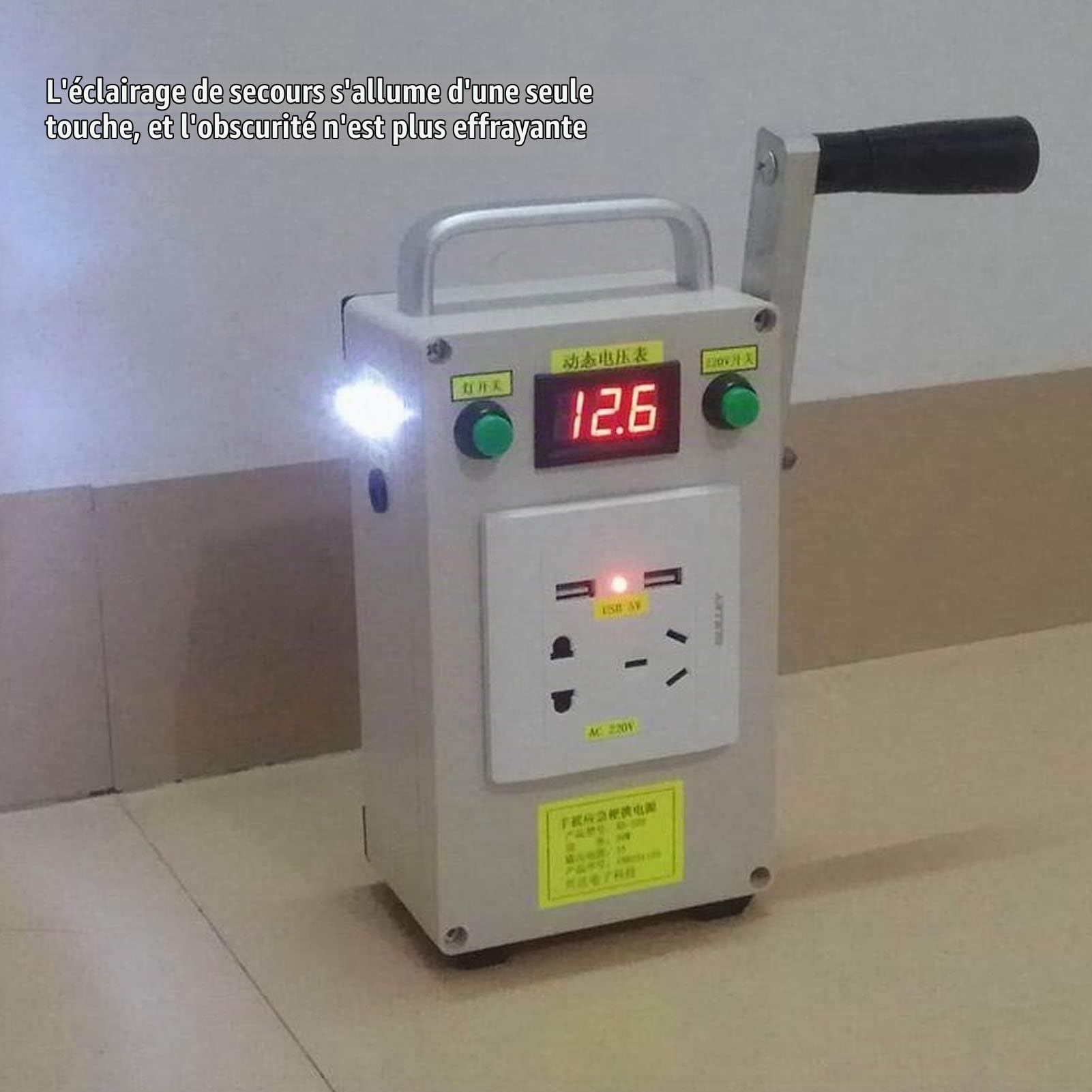 Générateur à Manivelle, 20W DC 220V/12V USB 5V Chargeur Manivelle Station D'alimentation Portable Generateur Alimentation Manuelle Chargeur Generateur D'urgence Pour Téléphone Ordinateur Chargement