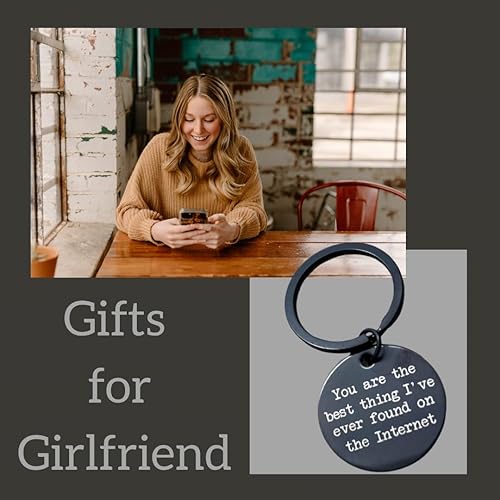 Miniatura 6 de You're the best thing I found on the Internet Round Black Keychain, Regalos de novio, Citas en línea, Regalos para él, deslizado, Negro -