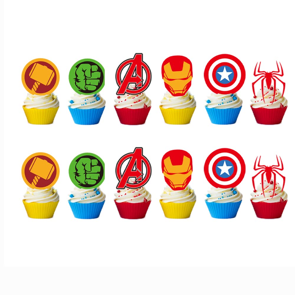 24PCS Cartoon Cake Toppers Cupcake Toppers Cake Decorations Birthday Party Supplies Decorations (Style 4)