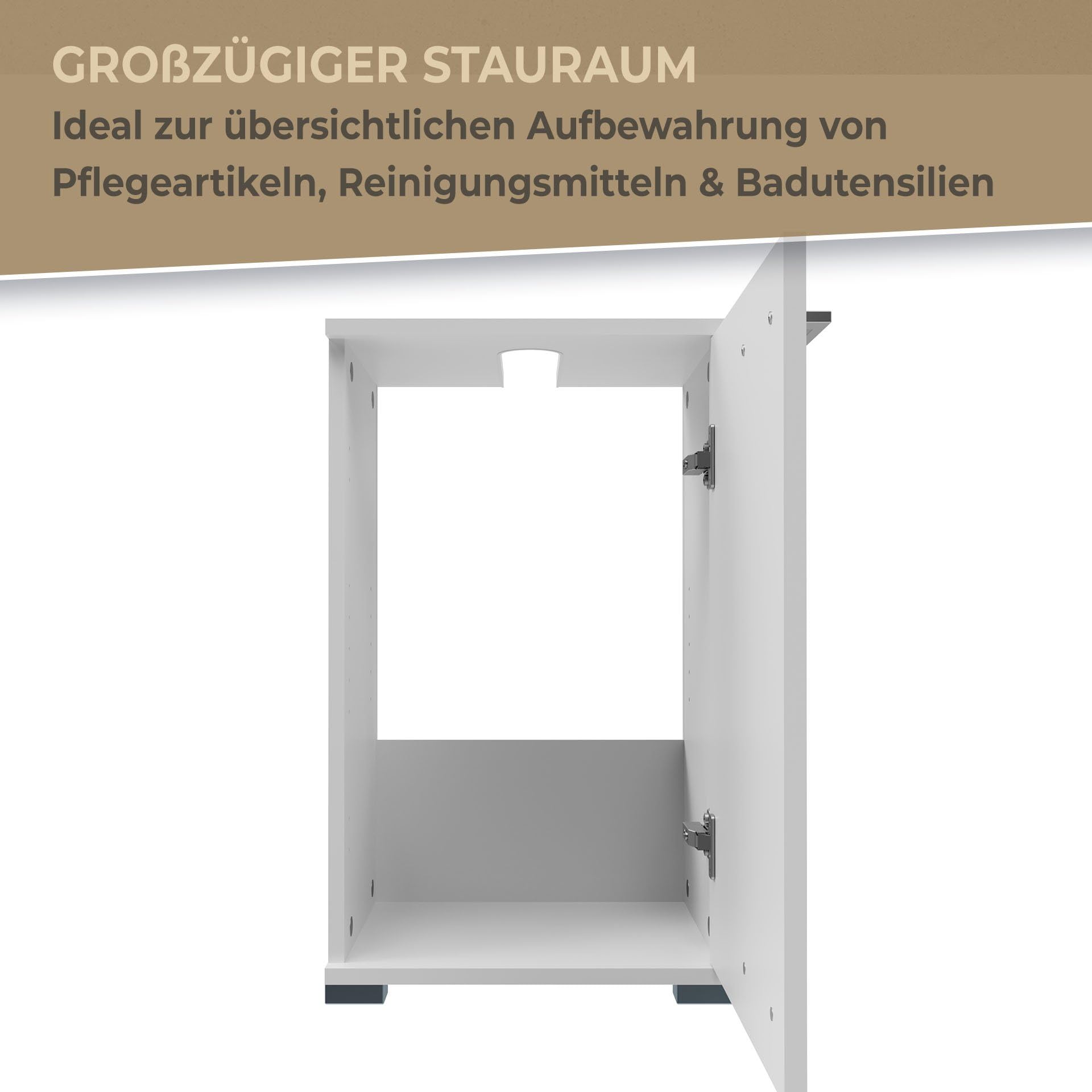 Probus Basic Badunterschrank 40 cm – Moderner Waschbeckenunterschrank in weißem Design mit viel Stauraum – Made in Germany, Weiß