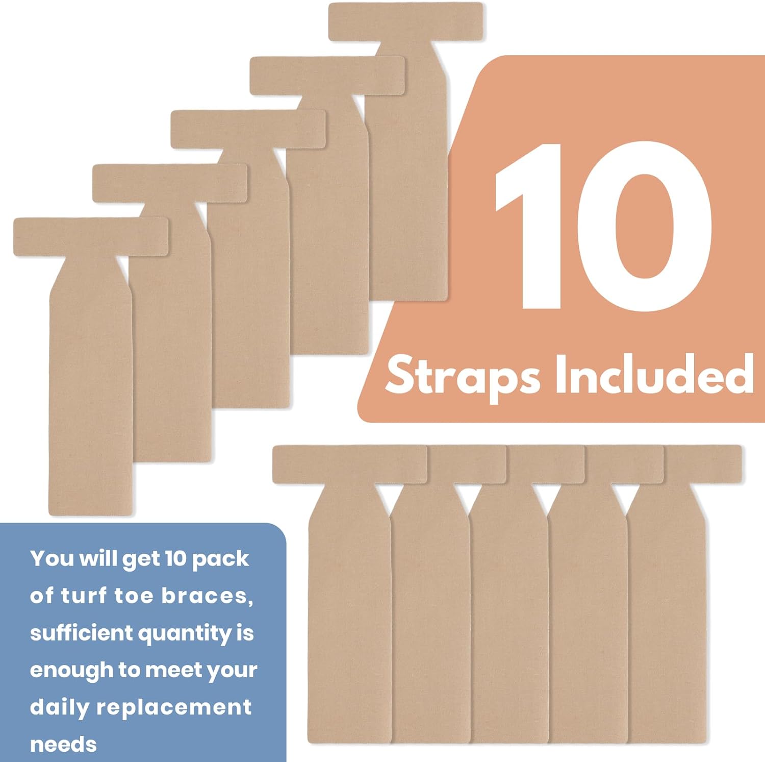 10Pcs of Turf Toe T-Straps - Moleskin Splints for Big Toe Injuries - Adhesive Toe Straighteners Turf Toe Wrap Elastic Tape - Image 4