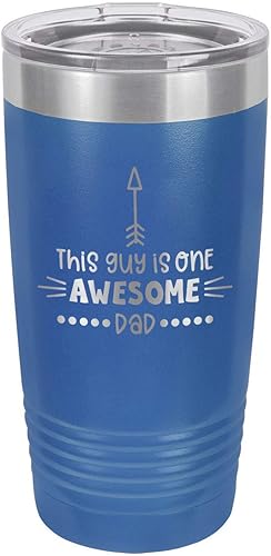 This Guy Is One Awesome Dad Blue Vaso de bebida de 20 oz con pajita Taza de viaje grabada con láser Comparar con Yeti Rambler Idea de regalo papá