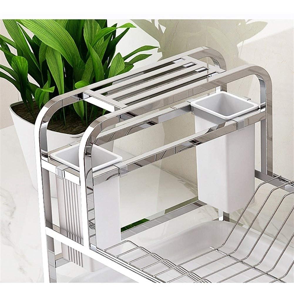 Rejilla para Platos, escurridor de Platos, Rejilla para secar Platos, escurridor de Platos para encimera de Cocina Rejilla para Platos de Acero Inoxidable con Bandeja de Drenaje de