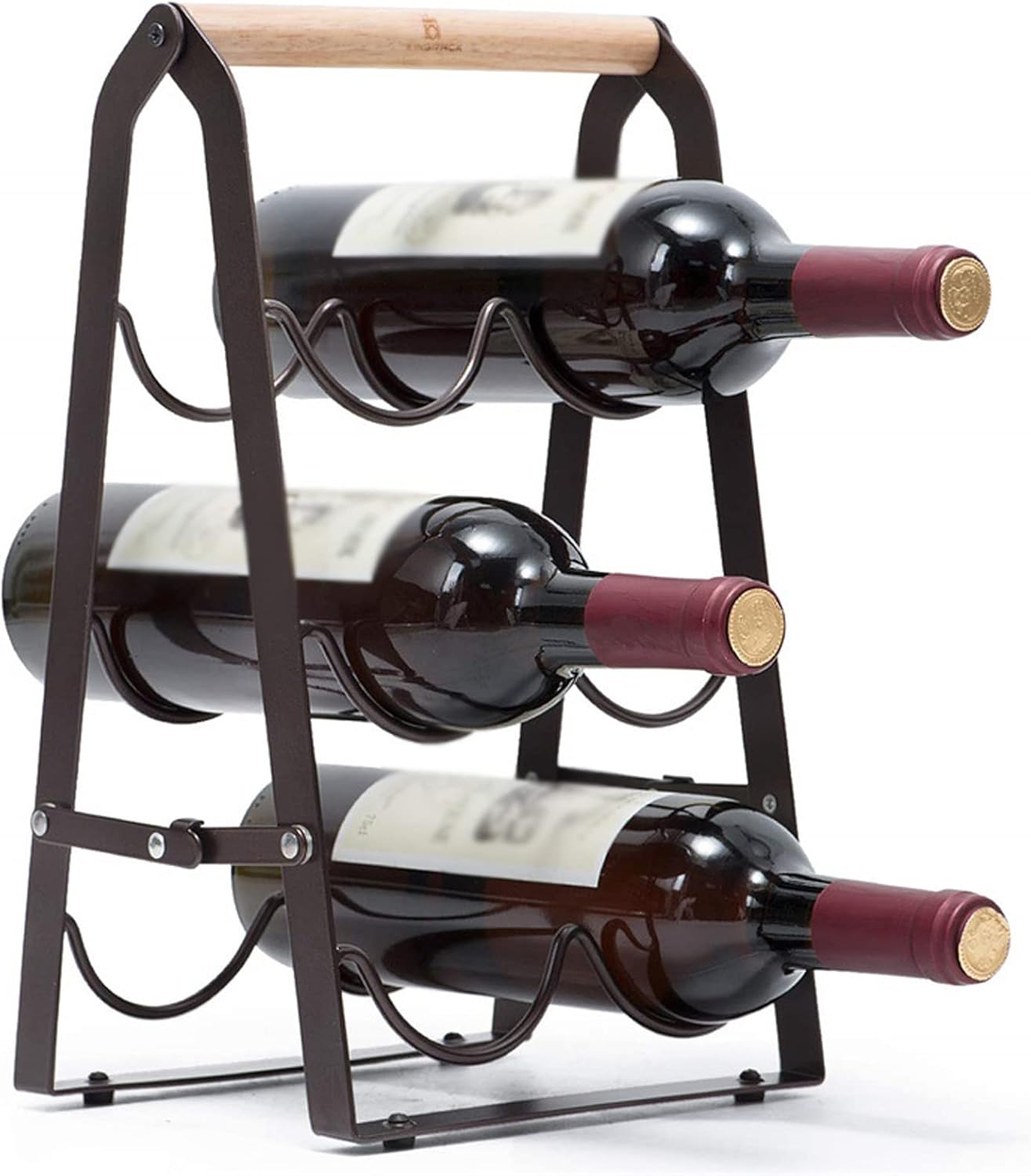 Estante de vino plegable para 6 botellas, soporte de madera
