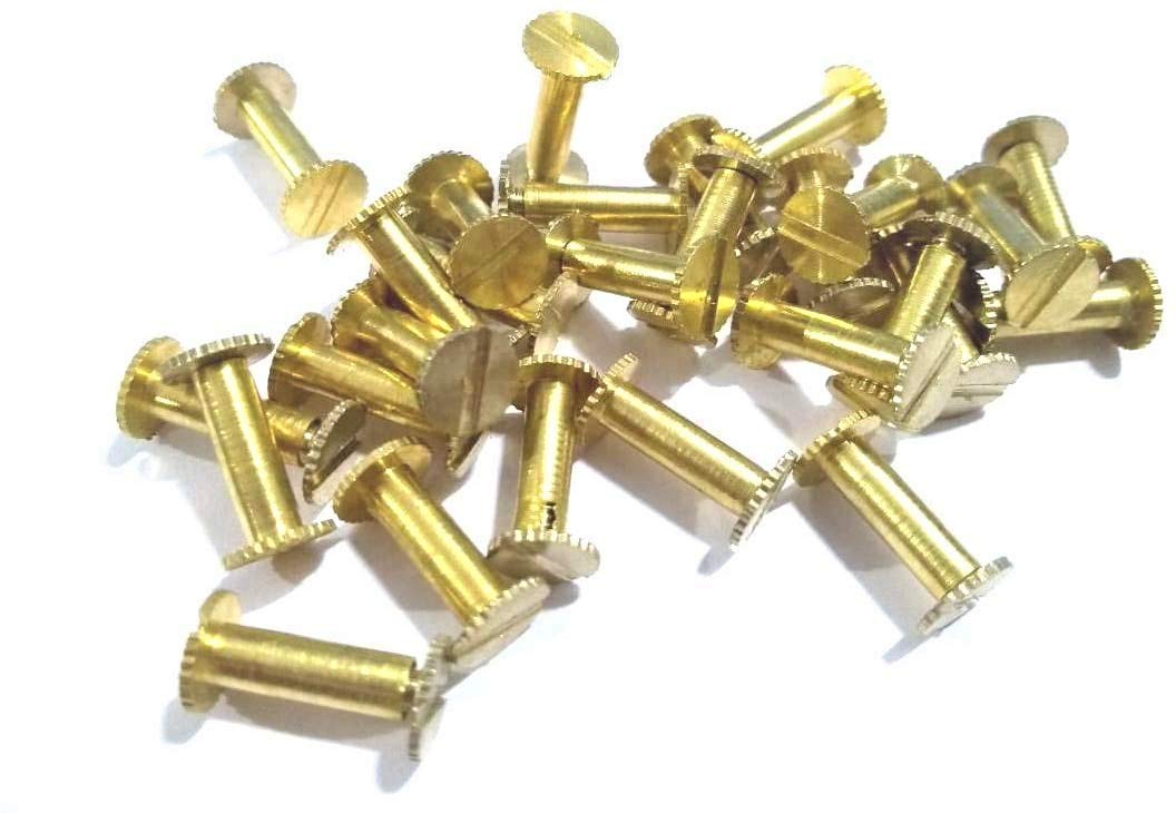 Excellentcrafts Brass Book Binding Screws, Screw Posts, Chicago Screw, Album Screw, DIY Leather Decoration | Round Flat Head Stud Screw for Scrapbook Size (8 mm x 12 mm) Pack of 25/50/100 Pcs (25) (B08RL7WNTZ) Amazon Price History, Amazon Price Tracker