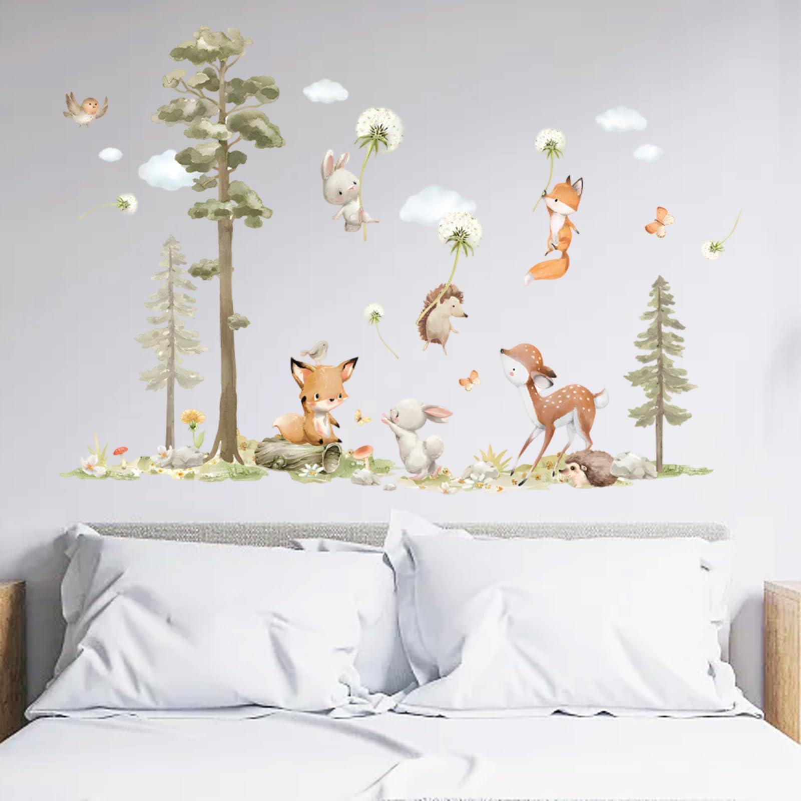 Metro adesivo da parete per bambini - Fiori e animali della foresta ad
