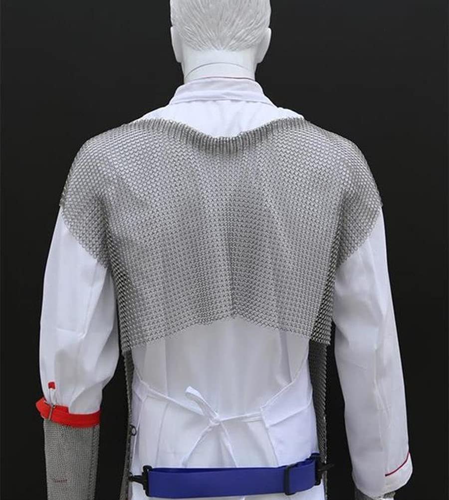 Fartuch ze stali nierdzewnej odporny na przecięcia i rękawice, metalowy fartuch w kształcie kamizelki, odzież robocza do rozbioru mięsa rzeźni(Gloves m)