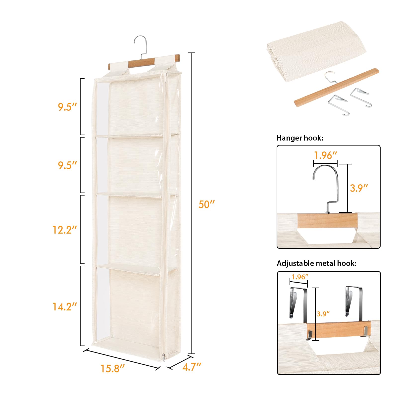 Syeeiex Hanging Yarn Storage Organiser with 4 Pockets - Image 3