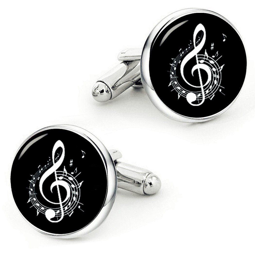 Kooer Musical Note Cuff Links Personalized Music Clef Cufflinks Wedding Jewelry Gift for Men Father Dad Husband Boy Friend Groom