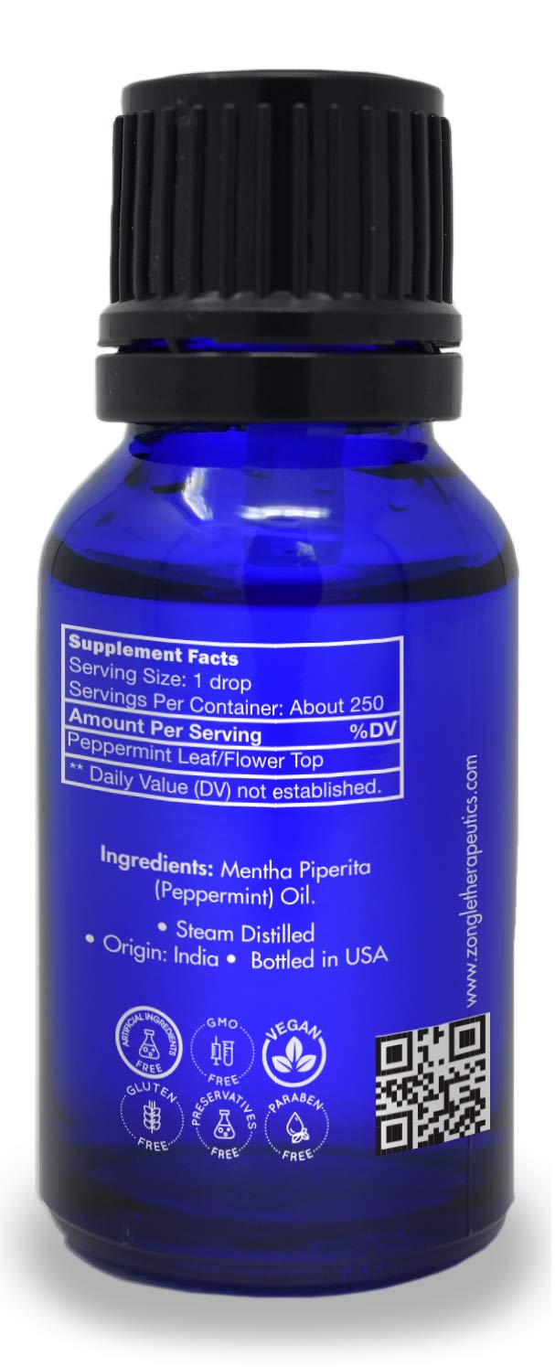 Olio Essenziale Di Menta Piperita Biologico Zongle - 1 Oz, USDA Certified, Adatto Per Alimenti E Bambini