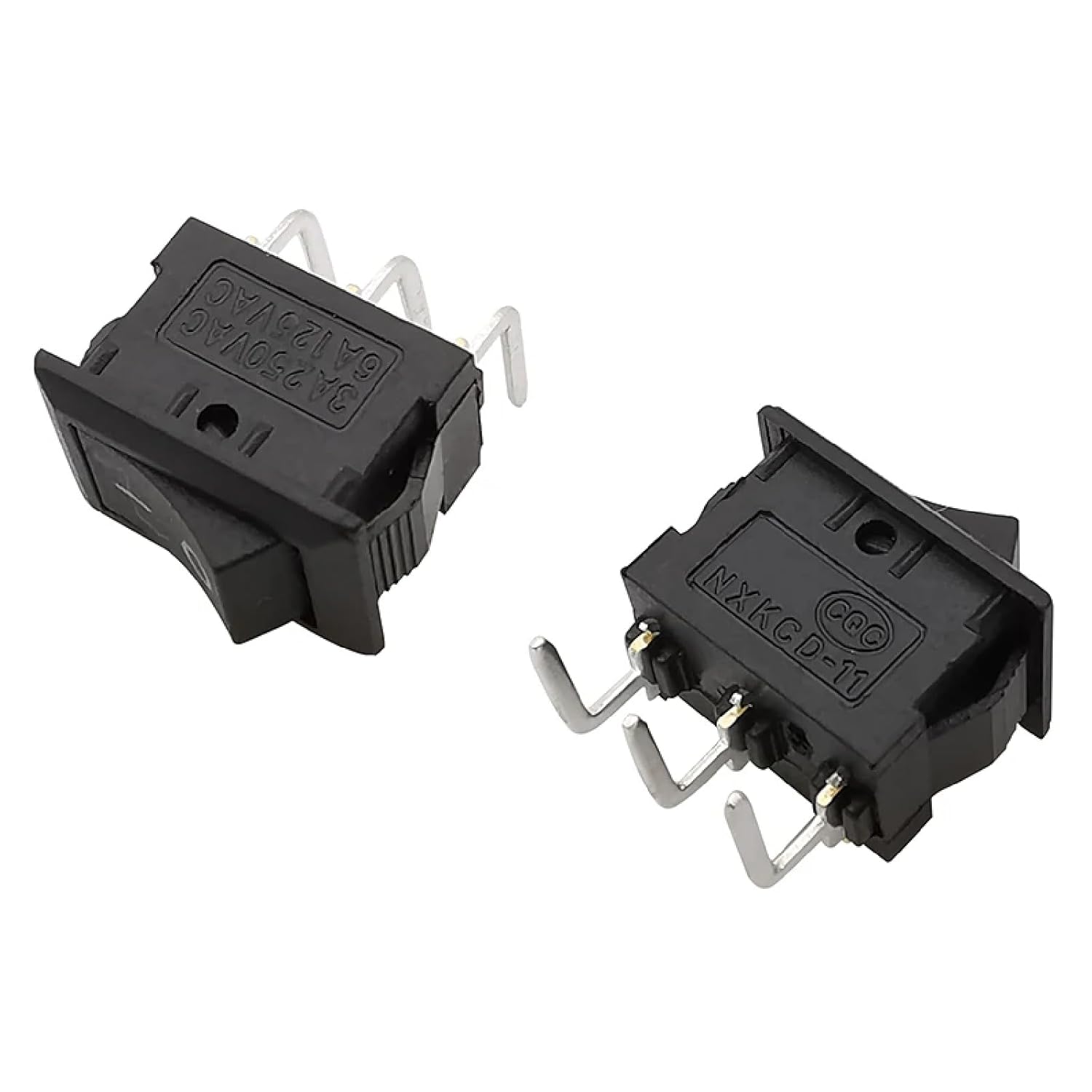 KCD11 Rocker Switch, 10x15mm SPST, 2Pin/3Pin, 3A 250V AC, 5-Pack (3Pin ON-Off Black)