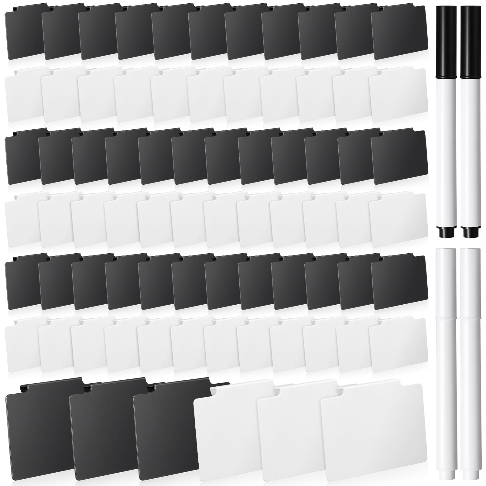 Chinco 80 Pcs Basket Label Clips Set Include 76 Removable Kitchen Clip Label Holder PVC Storage Bin with 4 Chalk Markers for Basket Kitchen Pantry