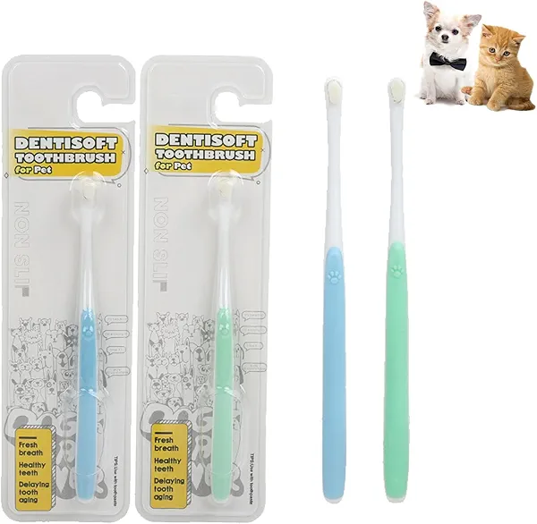 JGocot Small Dog Toothbrush,|Micro Brush Head|Nano Bristle|Soft Pet Toothbrush for Sensitive Gum&Teeth, Dog Teeth Cleaning Kit for Puppy, Kitten, Cats&Miniature Toy Size Dogs
